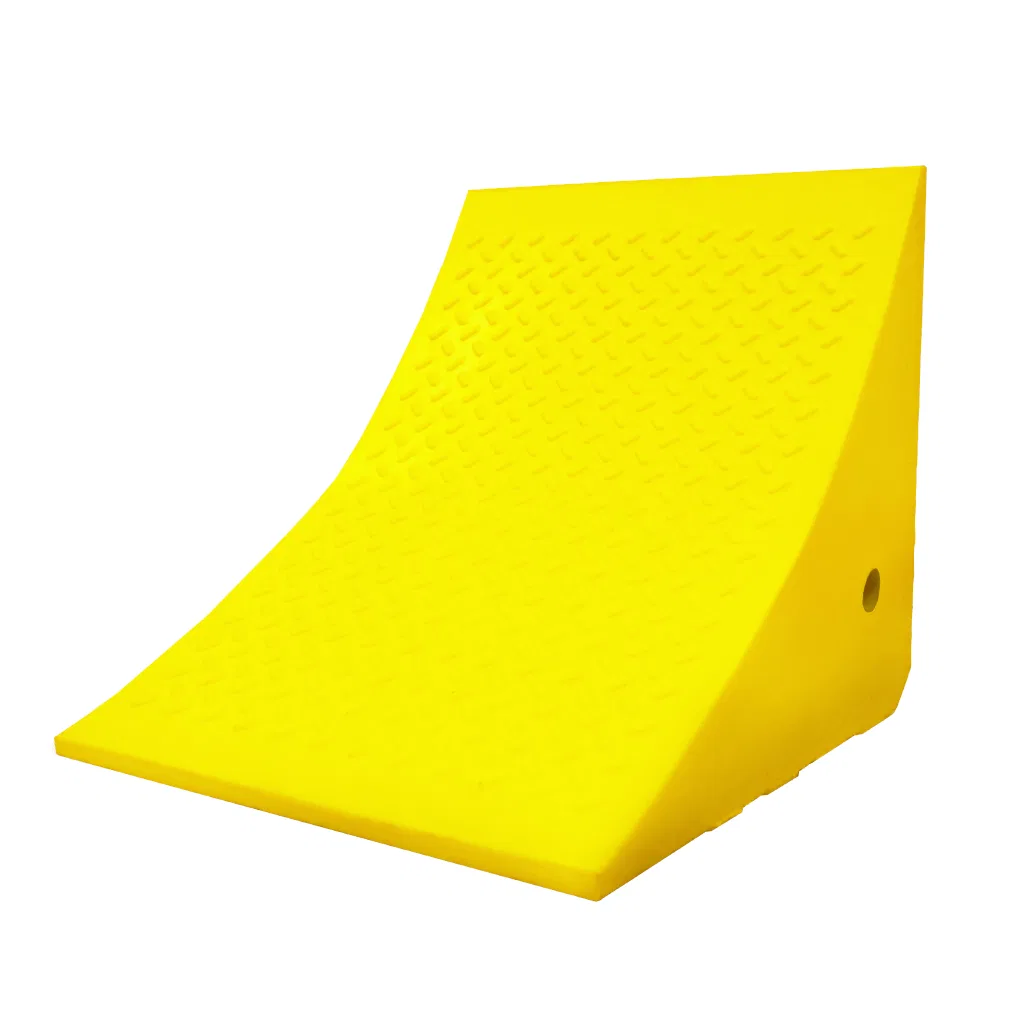 WC-UY700 – DRIVER IND. Wheel Chock, Yellow Polyurethane Single Tire Diameter Up To 65 Inch 70 Ton Maximum Capacity